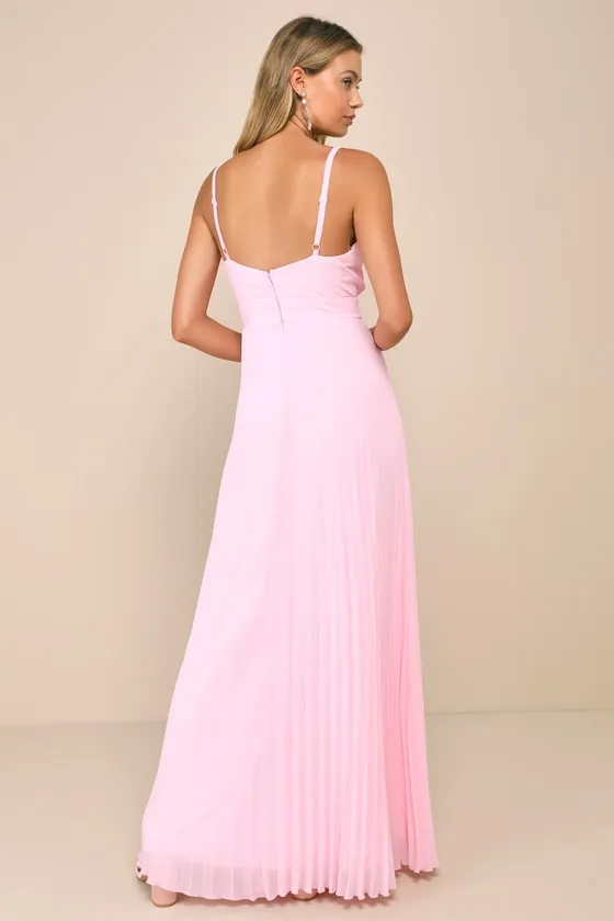 Certainly Lovely Light Pink Pleated Bustier Maxi Dress sold by Lulus product image thumbnail 2