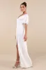 Elegant Confidence White Satin Flutter Sleeve Cutout Maxi Dress sold by Lulus