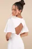 Elegant Confidence White Satin Flutter Sleeve Cutout Maxi Dress sold by Lulus