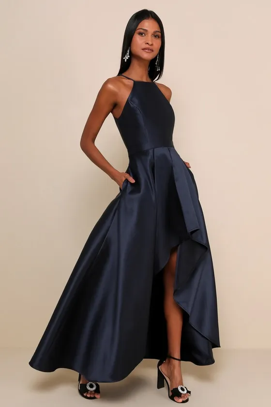 Broadway Show Navy Blue High-Low Gown sold by Lulus product image thumbnail 3