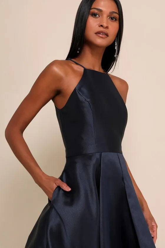 Broadway Show Navy Blue High-Low Gown sold by Lulus product image thumbnail 4