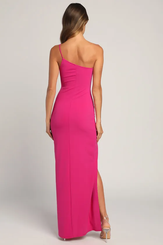 Keeper of My Heart Magenta One-Shoulder Maxi Dress sold by Lulus product image thumbnail 3