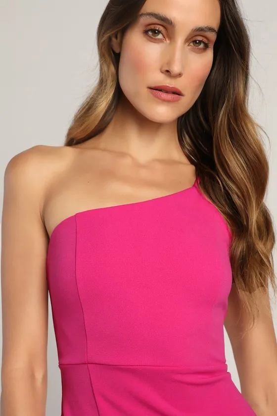 Keeper of My Heart Magenta One-Shoulder Maxi Dress sold by Lulus product image thumbnail 4