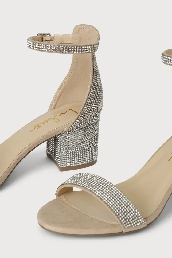 Harper Rhinestone Natural Suede Ankle Strap Heels sold by Lulus product image thumbnail 3