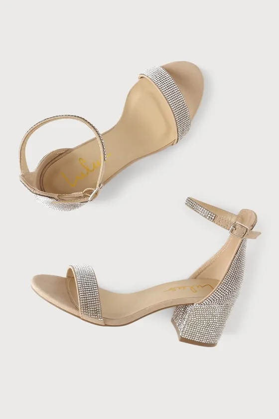 Harper Rhinestone Natural Suede Ankle Strap Heels sold by Lulus product image thumbnail 4