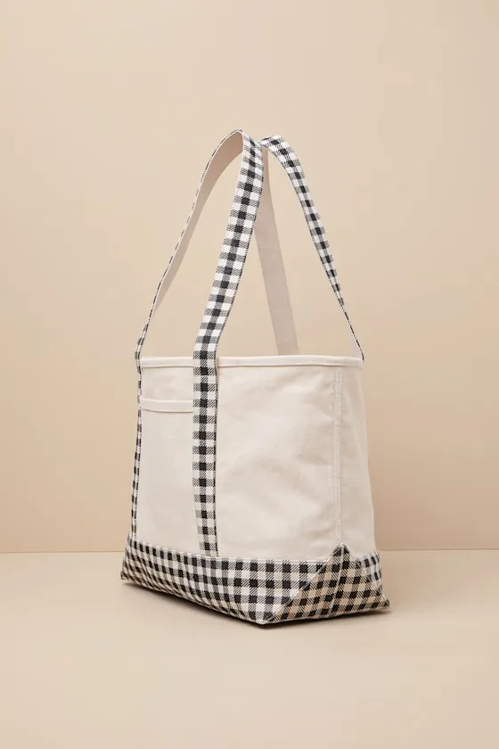 Meesha Beige Gingham Tote Bag sold by Lulus product image thumbnail 4