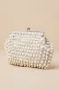 Brilliant Energy White and Silver Pearl Beaded Clutch sold by Lulus