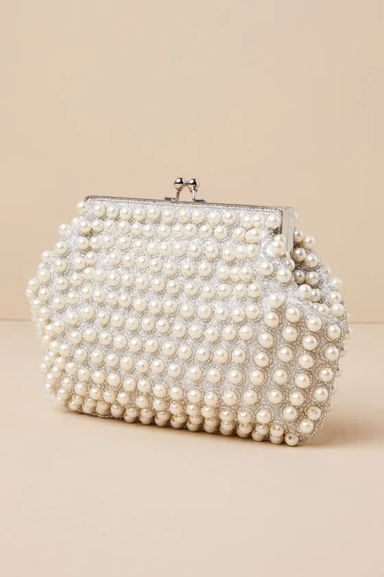 Brilliant Energy White and Silver Pearl Beaded Clutch sold by Lulus product image thumbnail 2