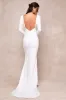 Extravagant Love White Backless Long Sleeve Ruched Maxi Dress sold by Lulus