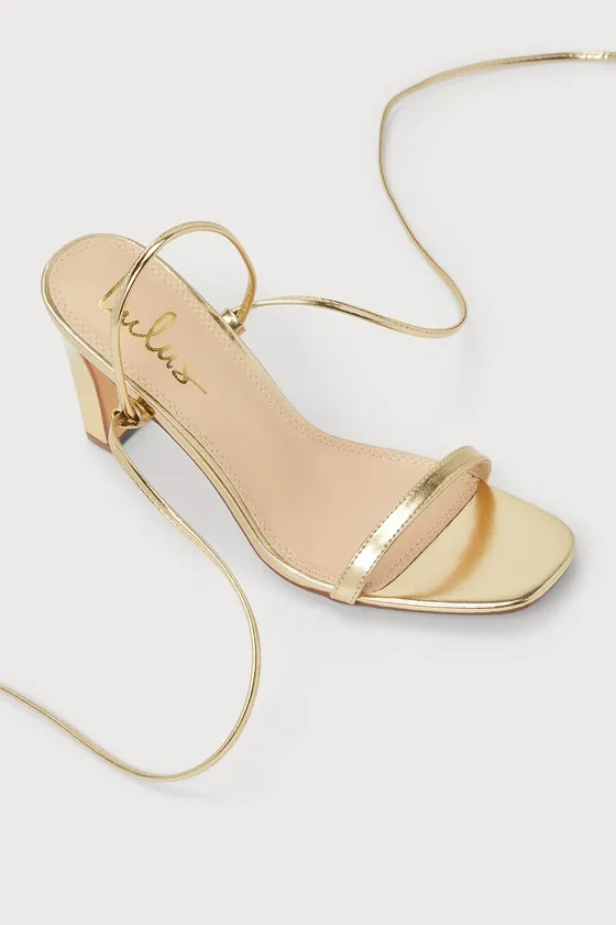 Xylia Gold Lace-Up Heels sold by Lulus product image thumbnail 3