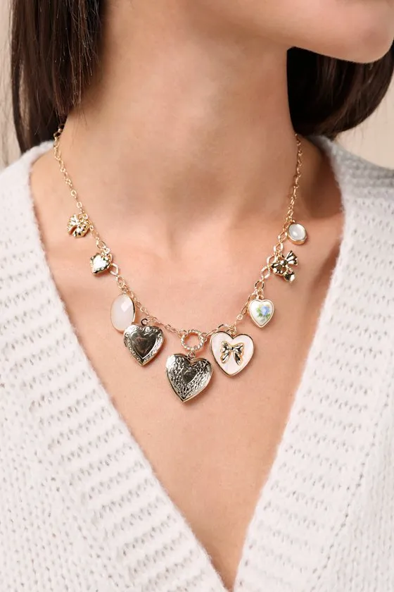 Sweetheart Sentiments Gold Heart Charm Necklace sold by Lulus