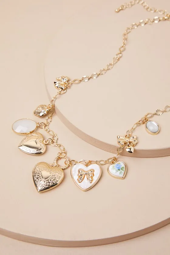 Sweetheart Sentiments Gold Heart Charm Necklace sold by Lulus product image thumbnail 2