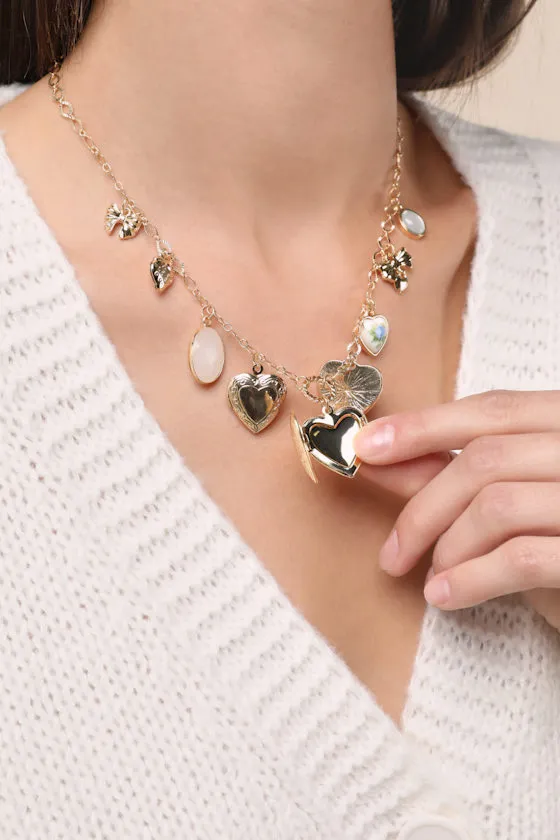 Sweetheart Sentiments Gold Heart Charm Necklace sold by Lulus product image thumbnail 3