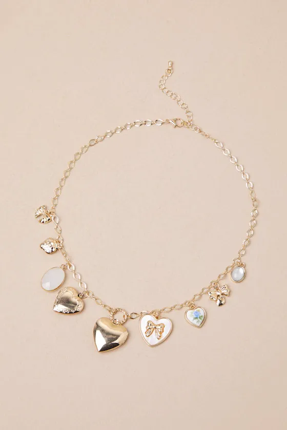 Sweetheart Sentiments Gold Heart Charm Necklace sold by Lulus product image thumbnail 4