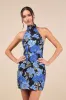 Extraordinary Impression Black Floral Jacquard Halter Mini Dress sold by Lulus