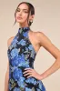 Extraordinary Impression Black Floral Jacquard Halter Mini Dress sold by Lulus