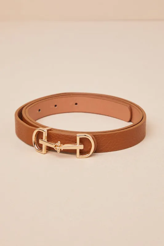 Immensely Perfect Brown Horsebit Buckle Belt made by Lulus