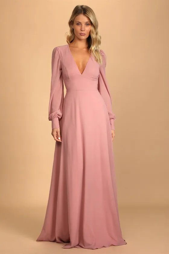 Talk About Divine Blush Long Sleeve Backless Maxi Dress sold by Lulus product image thumbnail 2