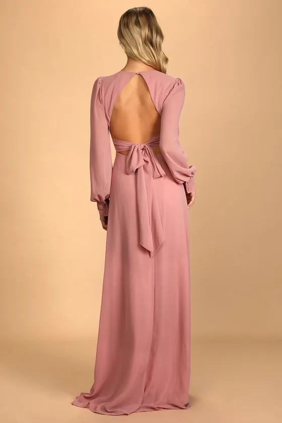 Talk About Divine Blush Long Sleeve Backless Maxi Dress sold by Lulus product image thumbnail 4