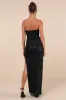 Stately Aura Black Mesh Velvet Strapless Bustier Maxi Dress sold by Lulus