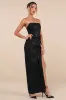 Stately Aura Black Mesh Velvet Strapless Bustier Maxi Dress sold by Lulus