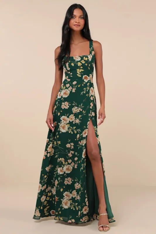 Remarkable Arrival Emerald Green Floral Sleeveless Maxi Dress sold by Lulus