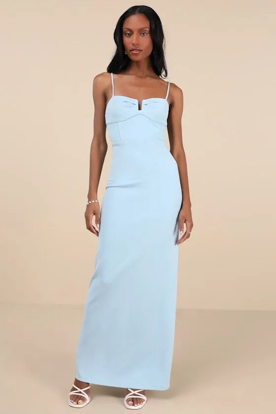 Romantic Existence Light Blue Column Maxi Dress sold by Lulus
