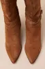 Tyrone Brown Suede Buckle Pointed-Toe Knee-High Boots sold by Lulus