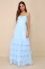 Endlessly Darling Light Blue Mesh Tiered Tie-Strap Maxi Dress sold by Lulus