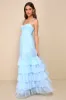 Endlessly Darling Light Blue Mesh Tiered Tie-Strap Maxi Dress sold by Lulus