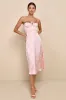 Ethereal Muse Light Pink Satin Jacquard Embroidered Midi Dress sold by Lulus