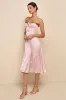 Ethereal Muse Light Pink Satin Jacquard Embroidered Midi Dress sold by Lulus