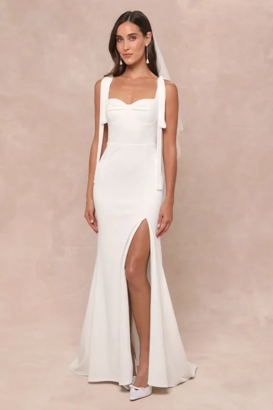 Splendid Love White Bustier Tie-Strap Mermaid Maxi Dress sold by Lulus