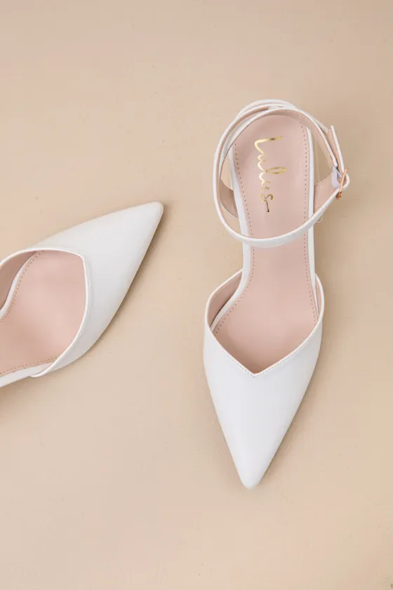 Alodie White Pointed-Toe Ankle Strap Pumps sold by Lulus product image thumbnail 2