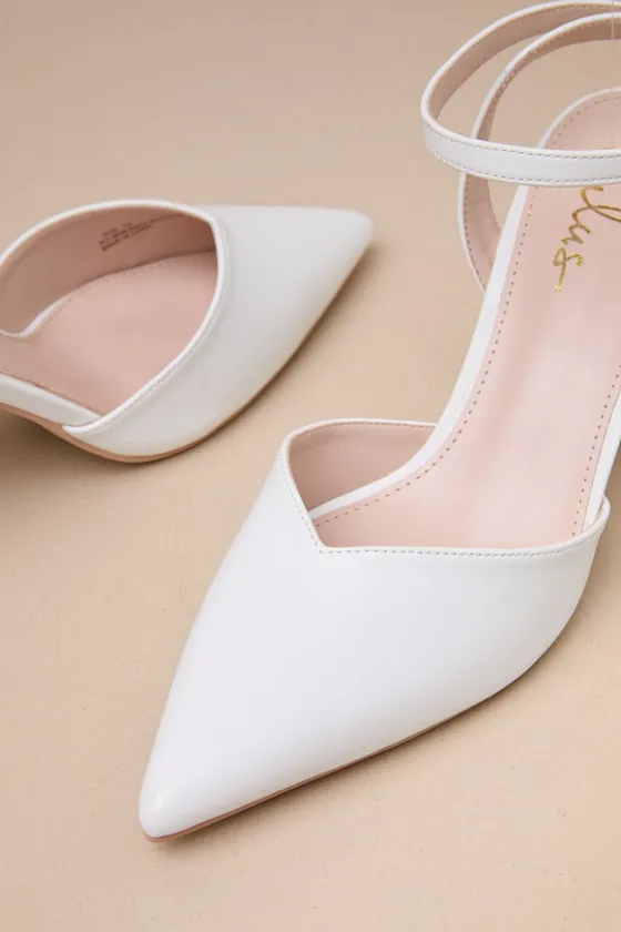Alodie White Pointed-Toe Ankle Strap Pumps sold by Lulus product image thumbnail 3