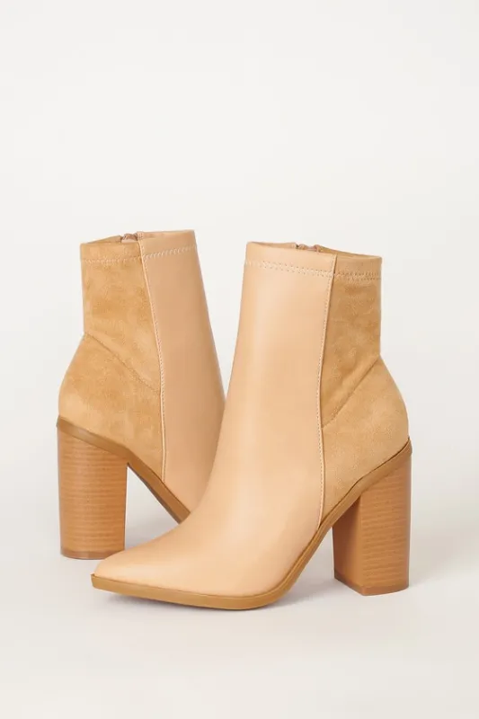 Essex Light Nude Mid-Calf Booties sold by Lulus
