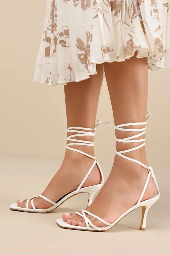 Lawrance White Lace-Up High Heel Sandals sold by Lulus