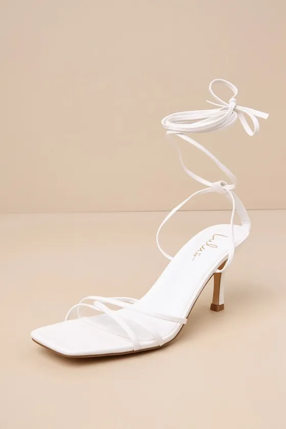 Lawrance White Lace-Up High Heel Sandals sold by Lulus product image thumbnail 3