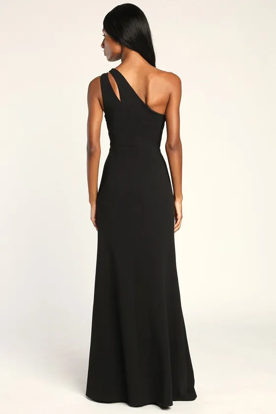 Enchanted Energy Black One-Shoulder Maxi Dress sold by Lulus product image thumbnail 4
