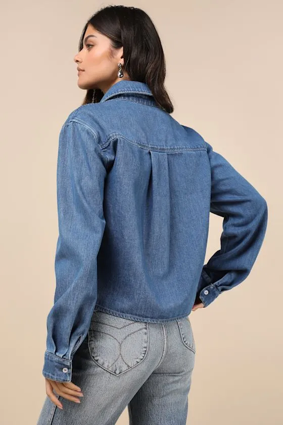 Countryside Perfection Medium Wash Denim Long Sleeve Top sold by Lulus product image thumbnail 2