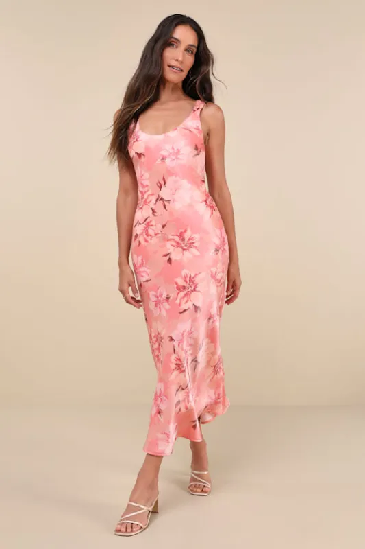 Romantic Whims Pink Floral Print Organza Sleeveless Slip Dress sold by Lulus
