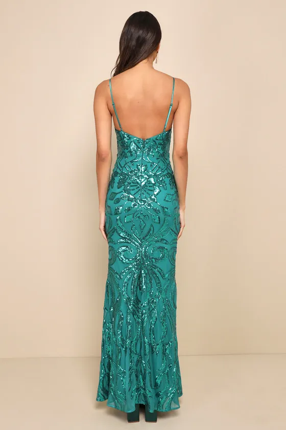 Made for Magic Teal Green Sequin Mermaid Maxi Dress sold by Lulus product image thumbnail 2