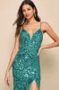 Made for Magic Teal Green Sequin Mermaid Maxi Dress sold by Lulus