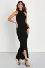 Elegant Grace Black Tiered Halter High-Low Maxi Dress sold by Lulus