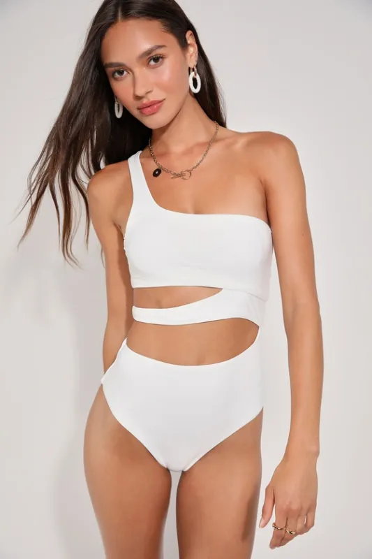Sunshine Glow White Cutout One-Piece Swimsuit sold by Lulus