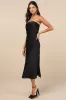 Effortless Bliss Black Satin Strapless Cowl Back Midi Dress sold by Lulus