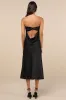 Effortless Bliss Black Satin Strapless Cowl Back Midi Dress sold by Lulus