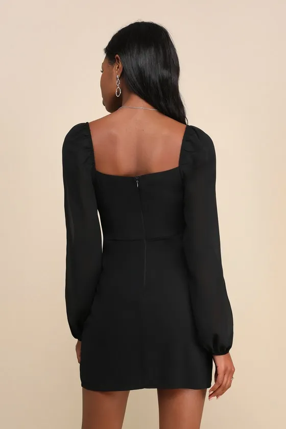 Flirtatious Designs Black Chiffon Balloon Sleeve Mini Dress sold by Lulus product image thumbnail 3