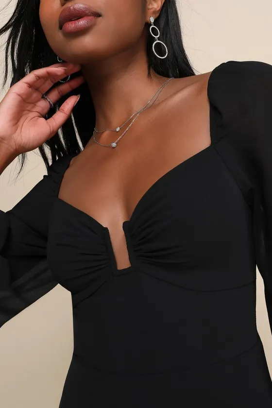 Flirtatious Designs Black Chiffon Balloon Sleeve Mini Dress sold by Lulus product image thumbnail 4