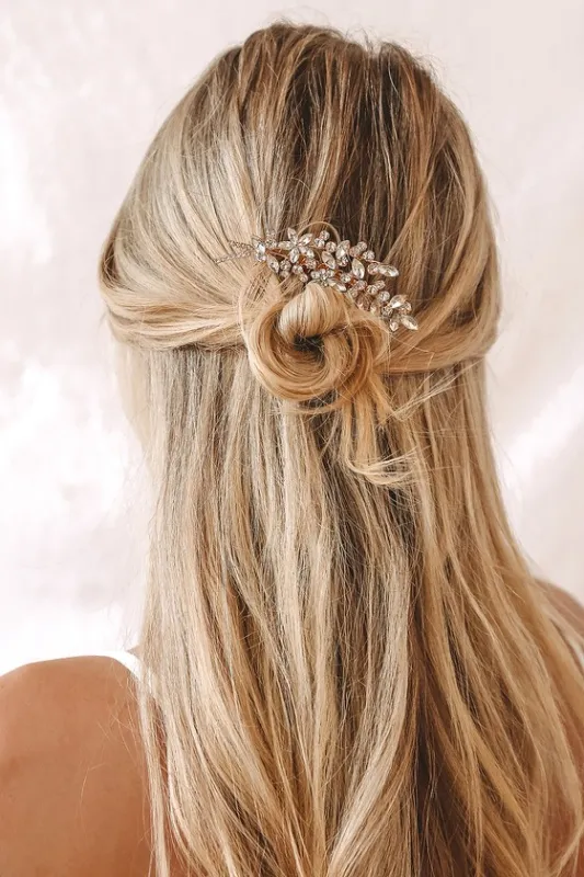 Perfect Finale Gold Rhinestone Barrette sold by Lulus